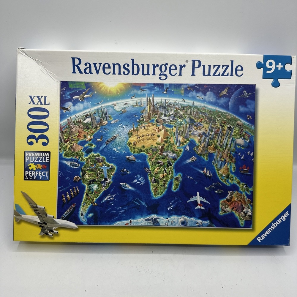 Ravensburger World Landmarks Map 300 Piece XXL Puzzle Used